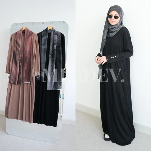 Image of ByMeldev Aurora Pashmina Motif & Button Knit Dress