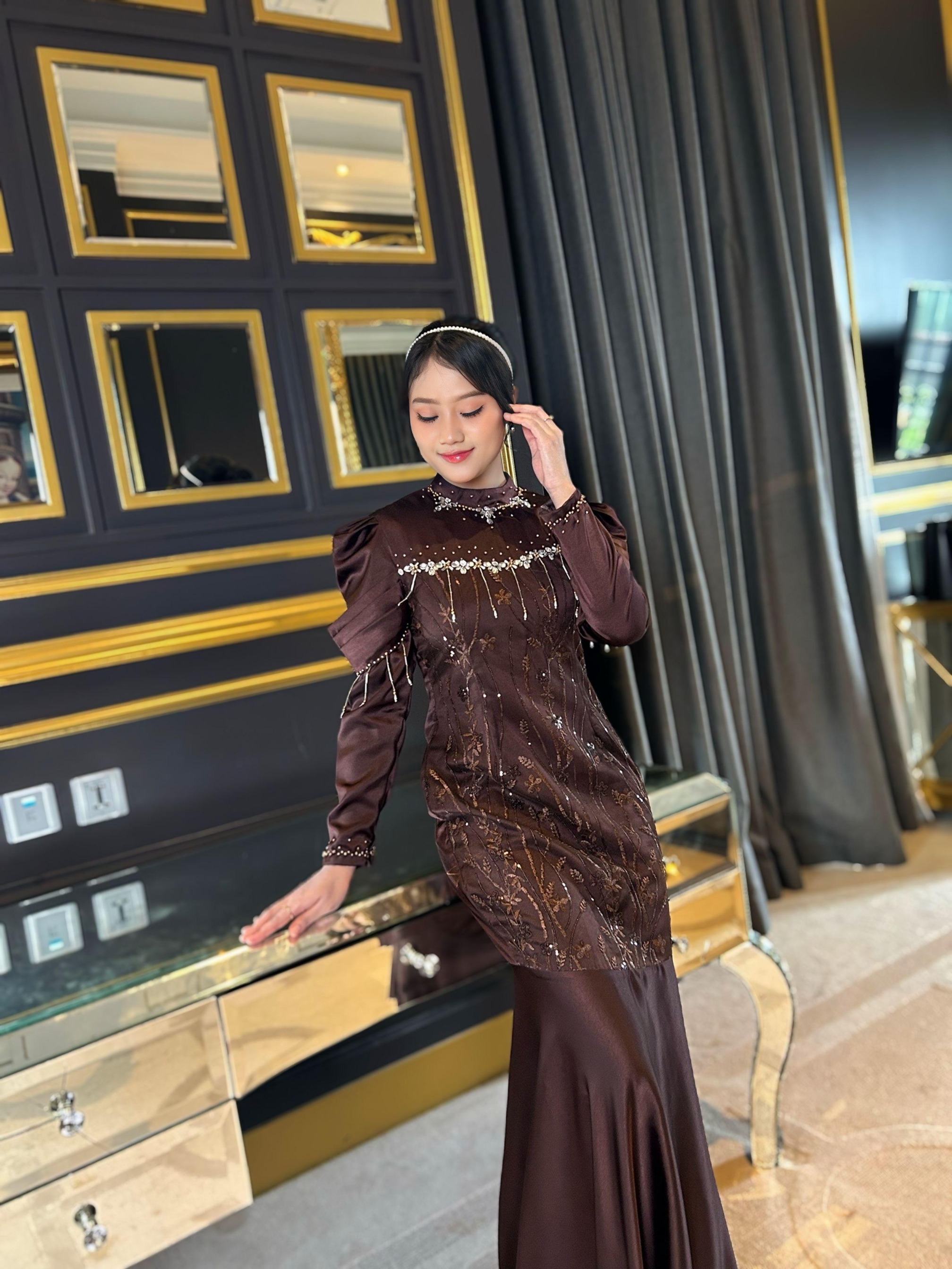 Arshilla Dress Kondangan Brukat Payet Juntai by dwiwarna.id