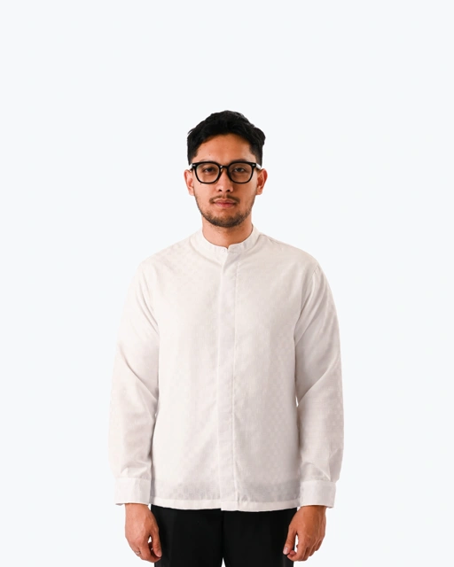 Image of Broodis - Koko Shanghai Pria Dobby Rashid Tidak Mudah Kusut - White