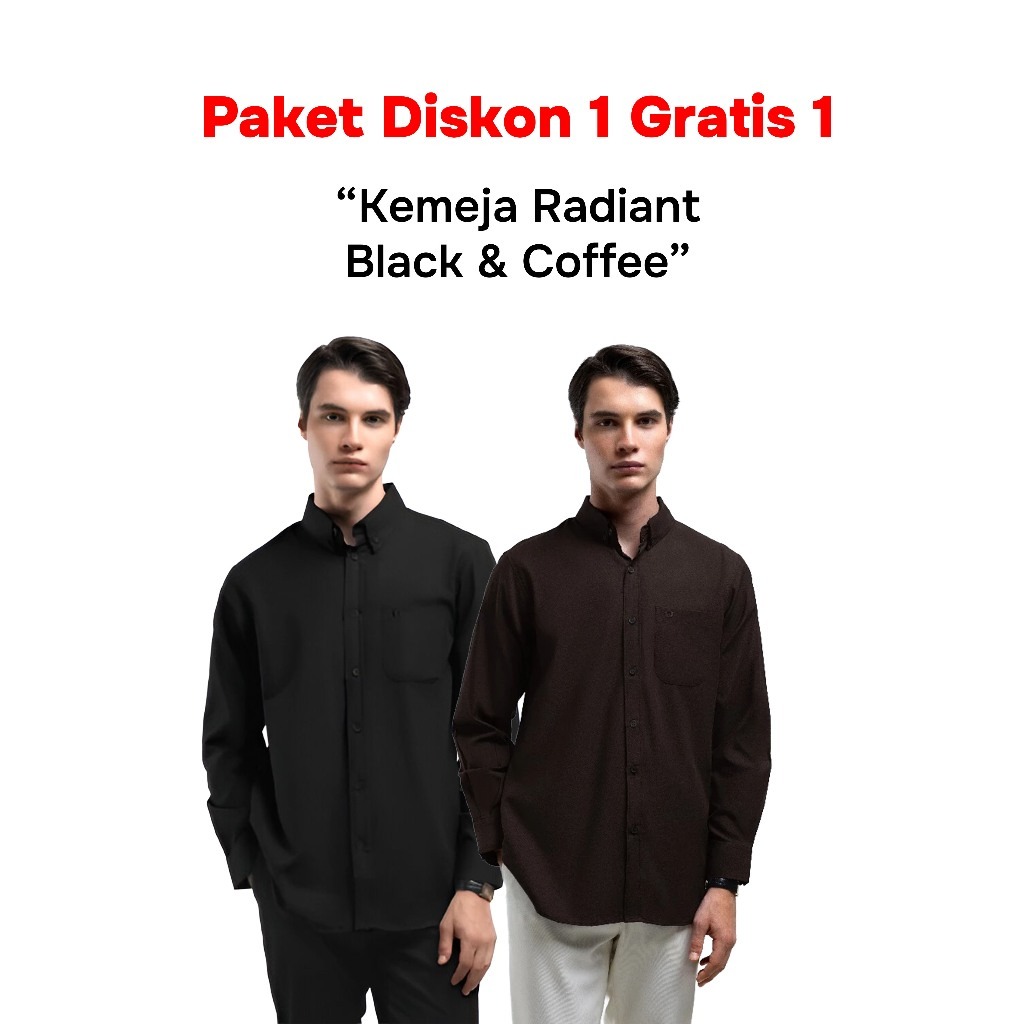 Buy 1 Get 2 Broodis Kemeja Formal Pria RADIANT Polos Cotton Oxford Slimfit Lengan Panjang