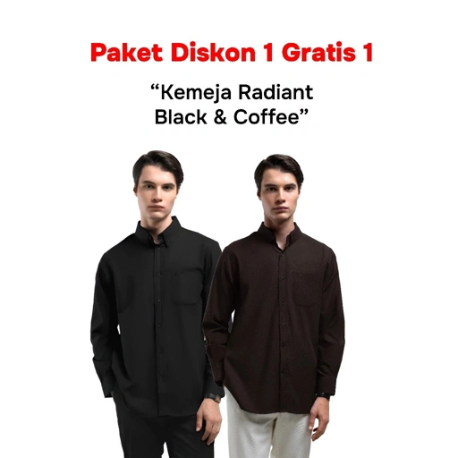 Buy 1 Get 2 Broodis Kemeja Formal Pria RADIANT Polos Cotton Oxford Slimfit Lengan Panjang