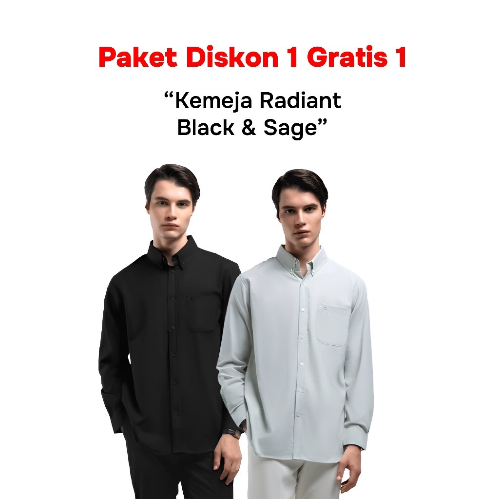 Buy 1 Get 2 Broodis Kemeja Formal Pria RADIANT Polos Cotton Oxford Slimfit Lengan Panjang