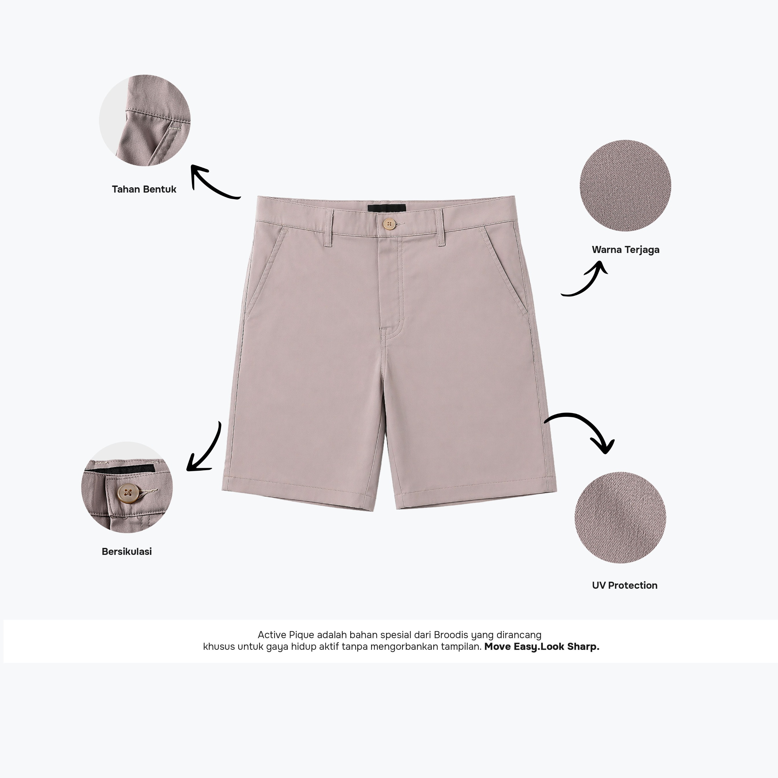Broodis - Celana Pendek Pria Adem Anti Panas Stretch Nyaman Harian Short Flex - Earth Tones