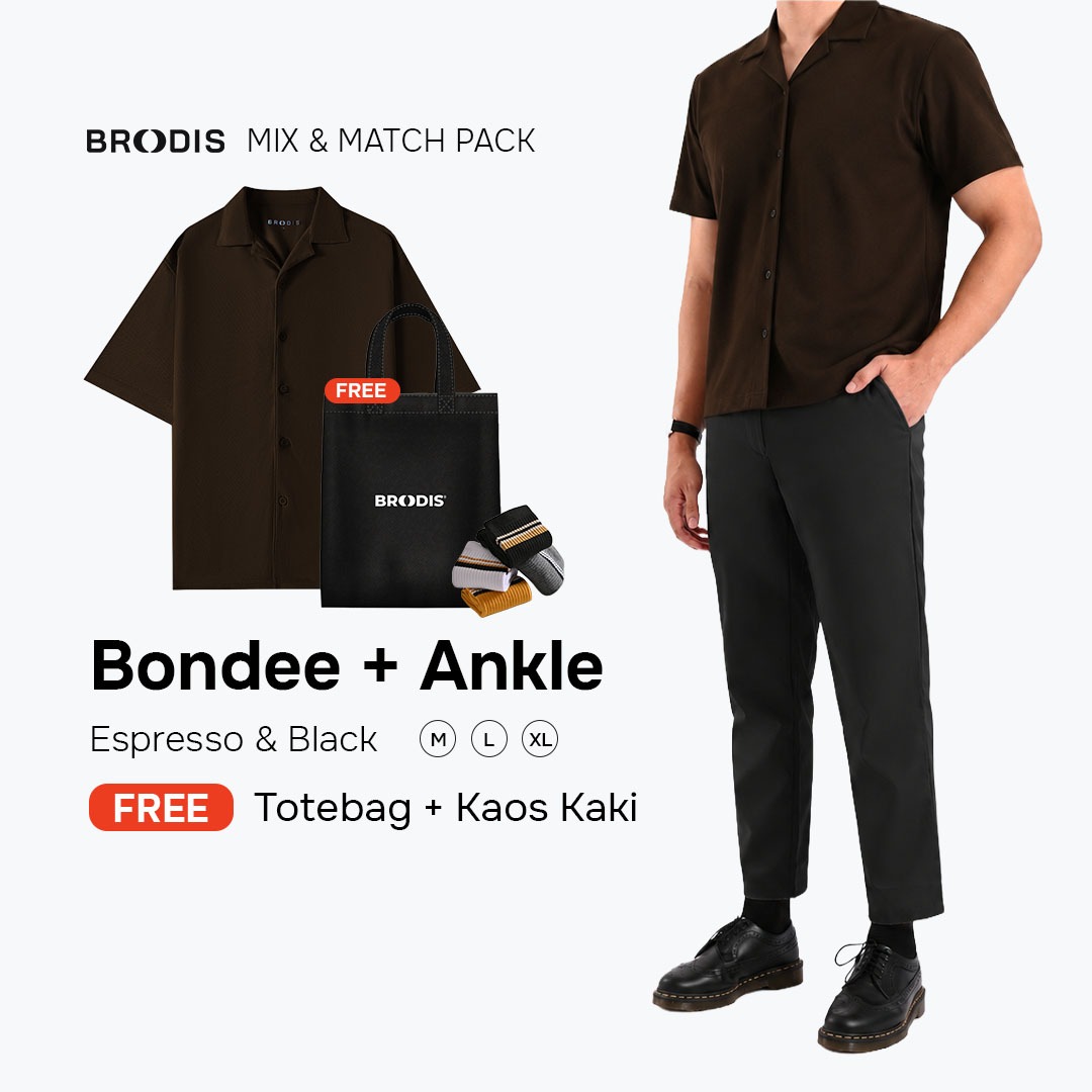 Broodis Mix & Match Bundle Ankle Pants + Bondee Bowling Shirt Bundling 2 Artikel FREE Totebag & Kaos kaki | Espresso