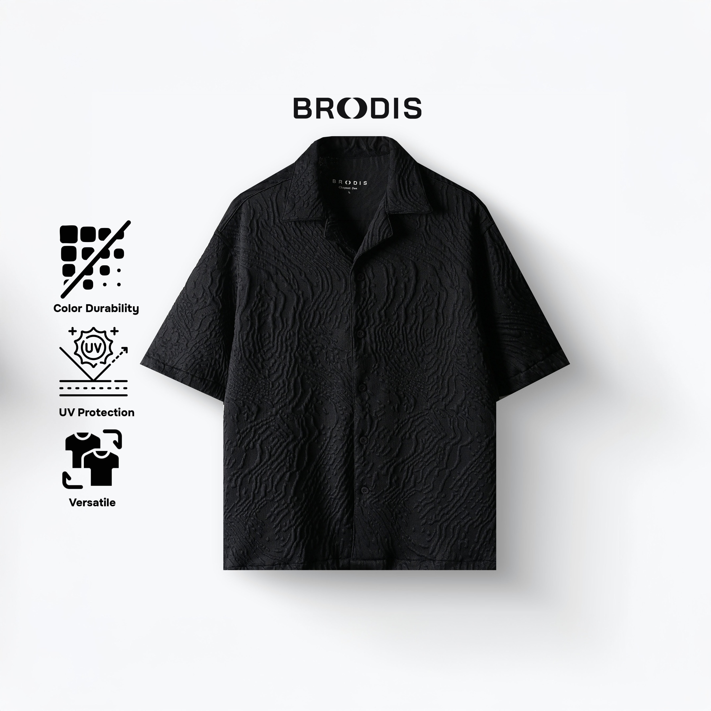 Noir Boxy Bowling shirt SS Dark Tones