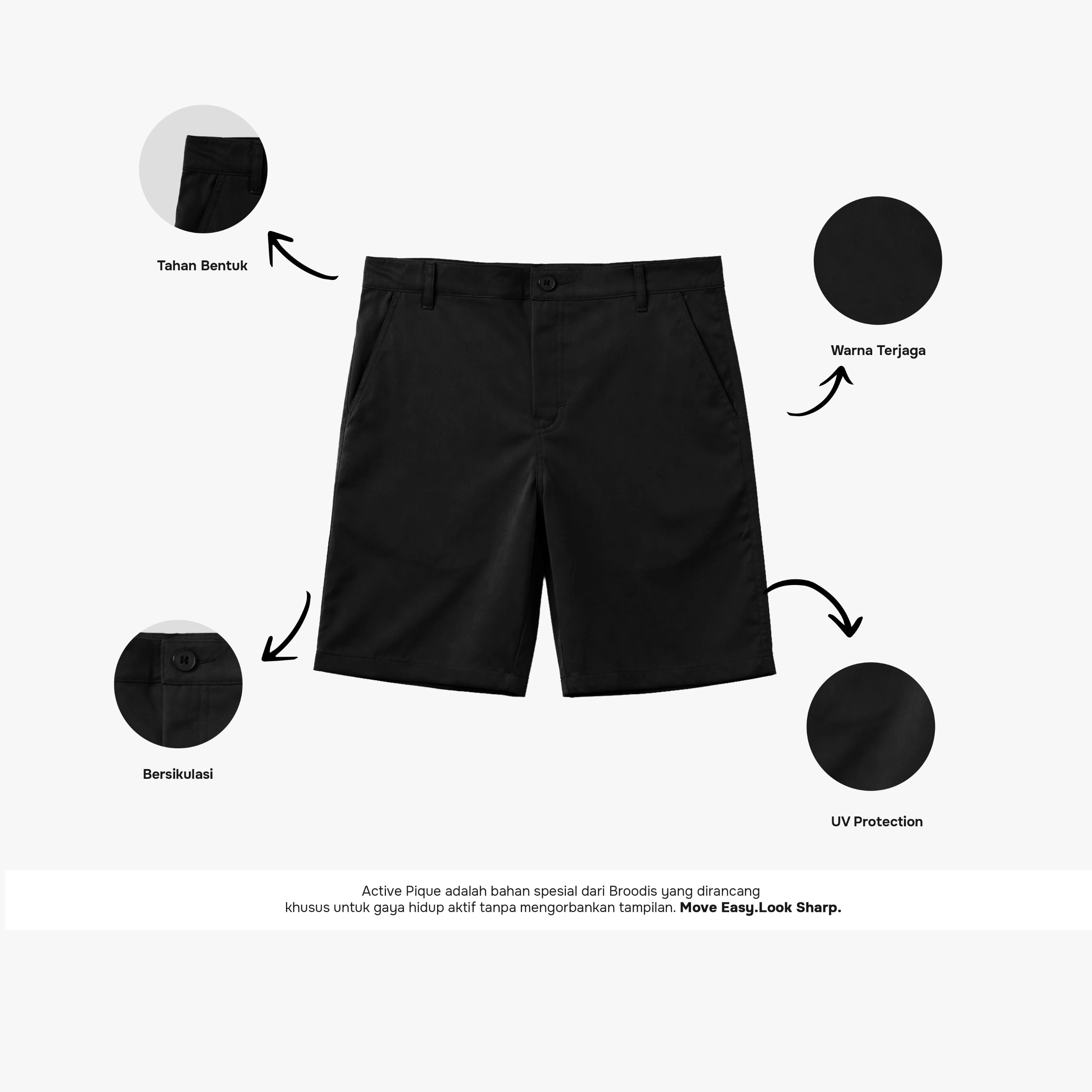 Broodis - Celana Pendek Pria Adem Anti Panas Stretch Nyaman Harian Short Flex - Dark Tones