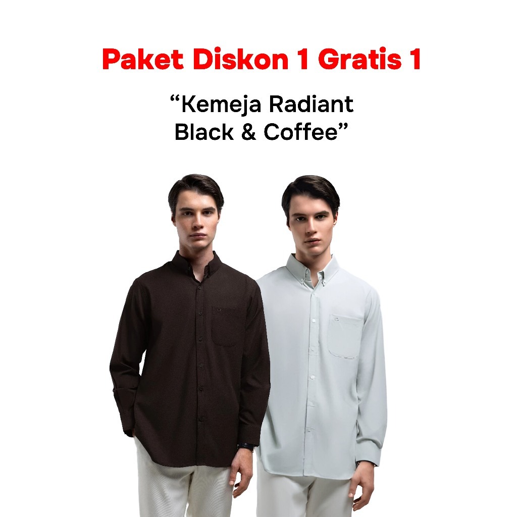 Buy 1 Get 2 Broodis Kemeja Formal Pria RADIANT Polos Cotton Oxford Slimfit Lengan Panjang