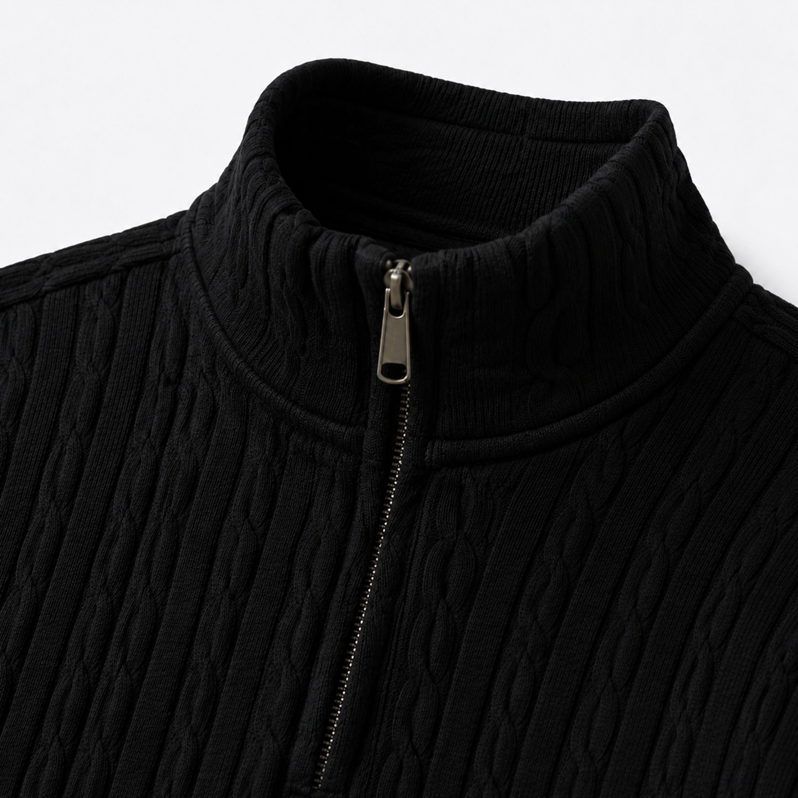 Broodis - Wayne Sweater Half Zipper Cableknit - Dark Tones