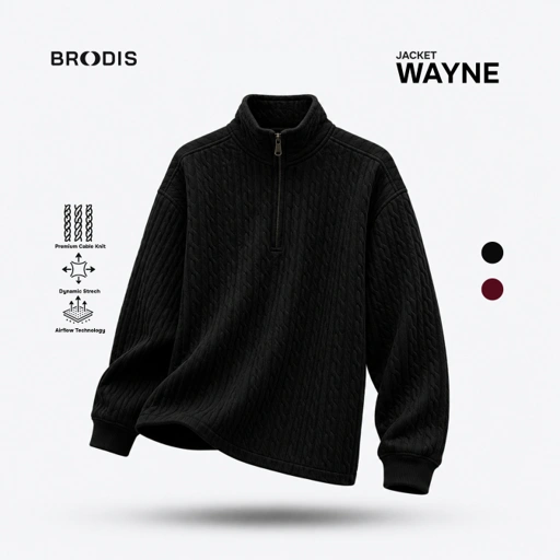 Image of Broodis - Wayne Sweater Half Zipper Cableknit - Dark Tones