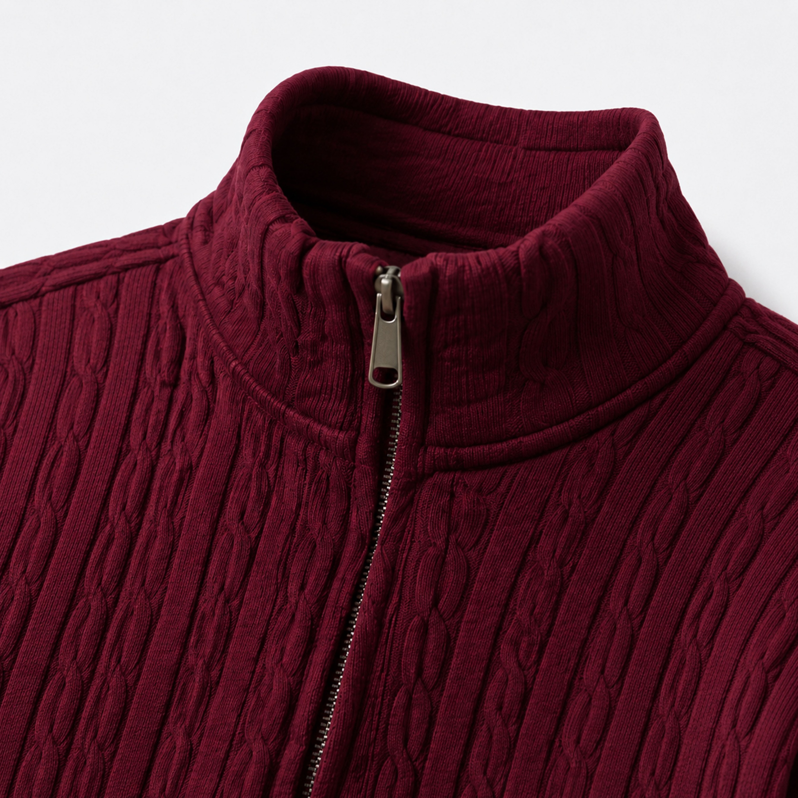 Broodis - Wayne Sweater Half Zipper Cableknit - Dark Tones