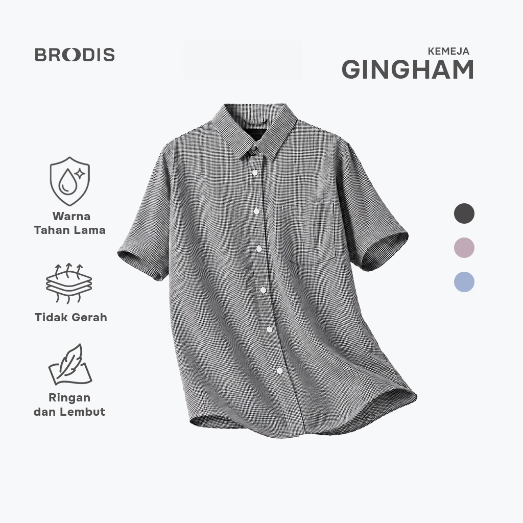 Broodis Kemeja Casual Pria Lengan Pendek GINGHAM All Varian