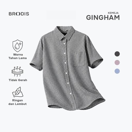 Broodis Kemeja Casual Pria Lengan Pendek GINGHAM All Varian