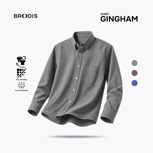 Broodis Kemeja Casual Pria Lengan Pendek GINGHAM All Varian