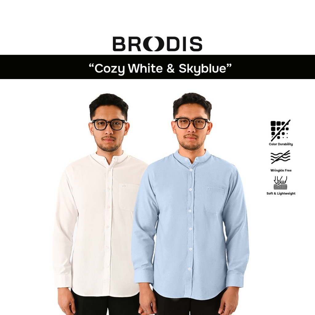 [BUNDLING 2 PCS] Broodis - Cozy Koko Shanghai Lengan Panjang Oxford Blueish + Sky Blue