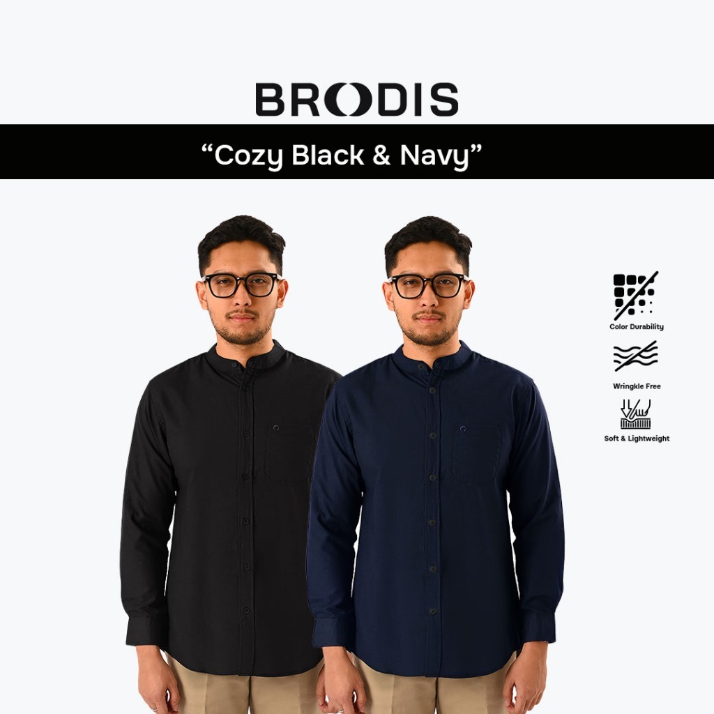 [BUNDLING 2 PCS] Broodis - Cozy Koko Shanghai Lengan Panjang Oxford Black + Navy