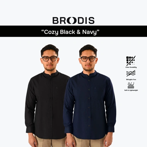 [BUNDLING 2 PCS] Broodis - Cozy Koko Shanghai Lengan Panjang Oxford Black + Navy