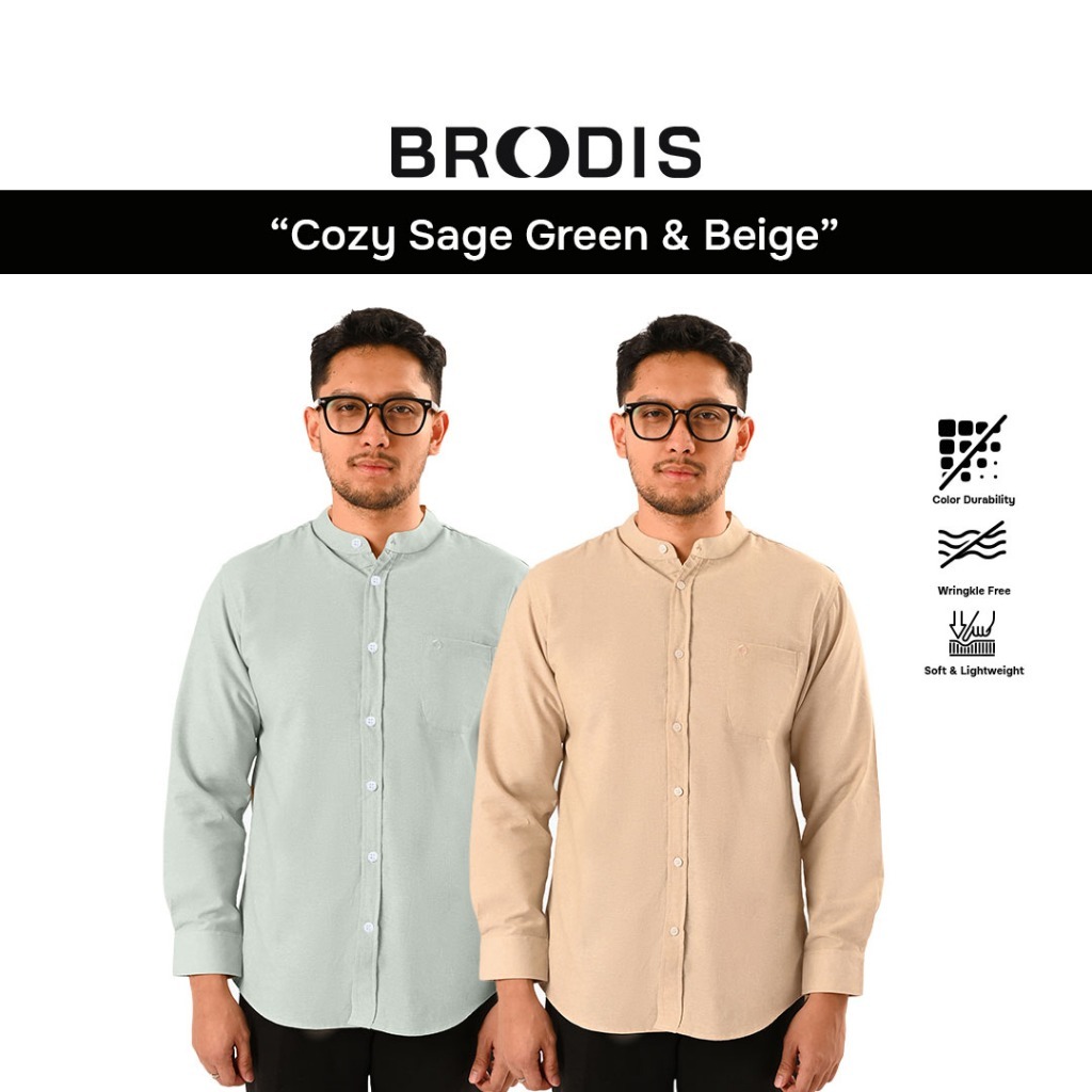 [BUNDLING 2 PCS] Broodis - Cozy Koko Shanghai Lengan Panjang Oxford Coffee + Beige