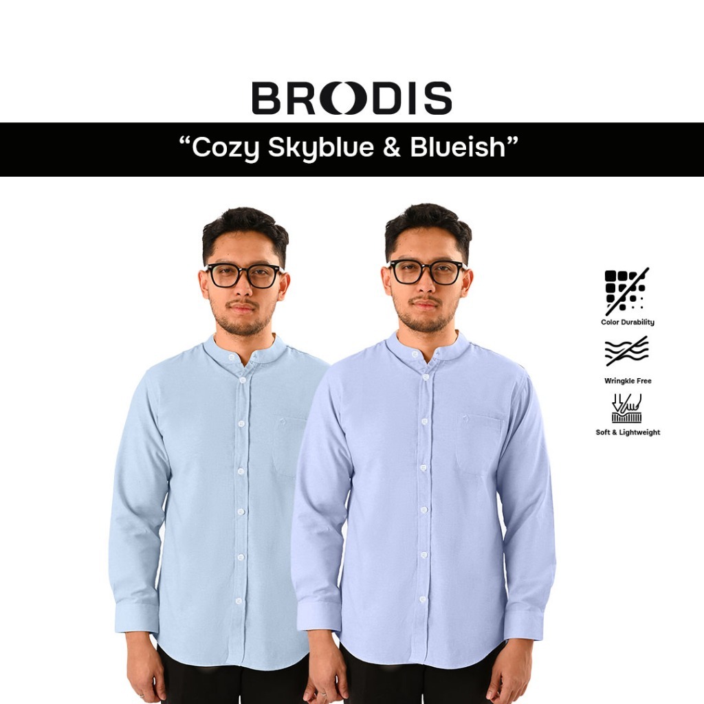 [BUNDLING 2 PCS] Broodis - Cozy Koko Shanghai Lengan Panjang Oxford Blueish + Sky Blue