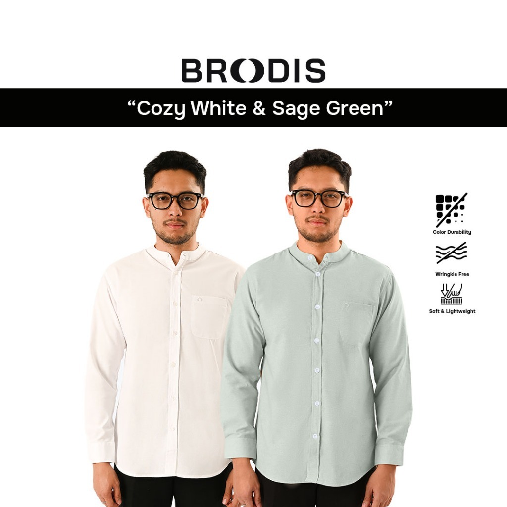 [BUNDLING 2 PCS] Broodis - Cozy Koko Shanghai Lengan Panjang Oxford Blueish + Sky Blue