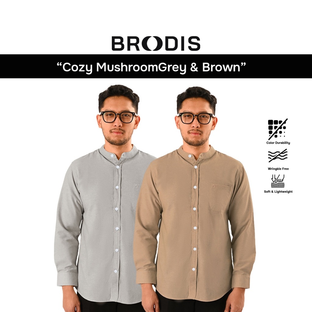 [BUNDLING 2 PCS] Broodis - Cozy Koko Shanghai Lengan Panjang Oxford Coffee + Beige