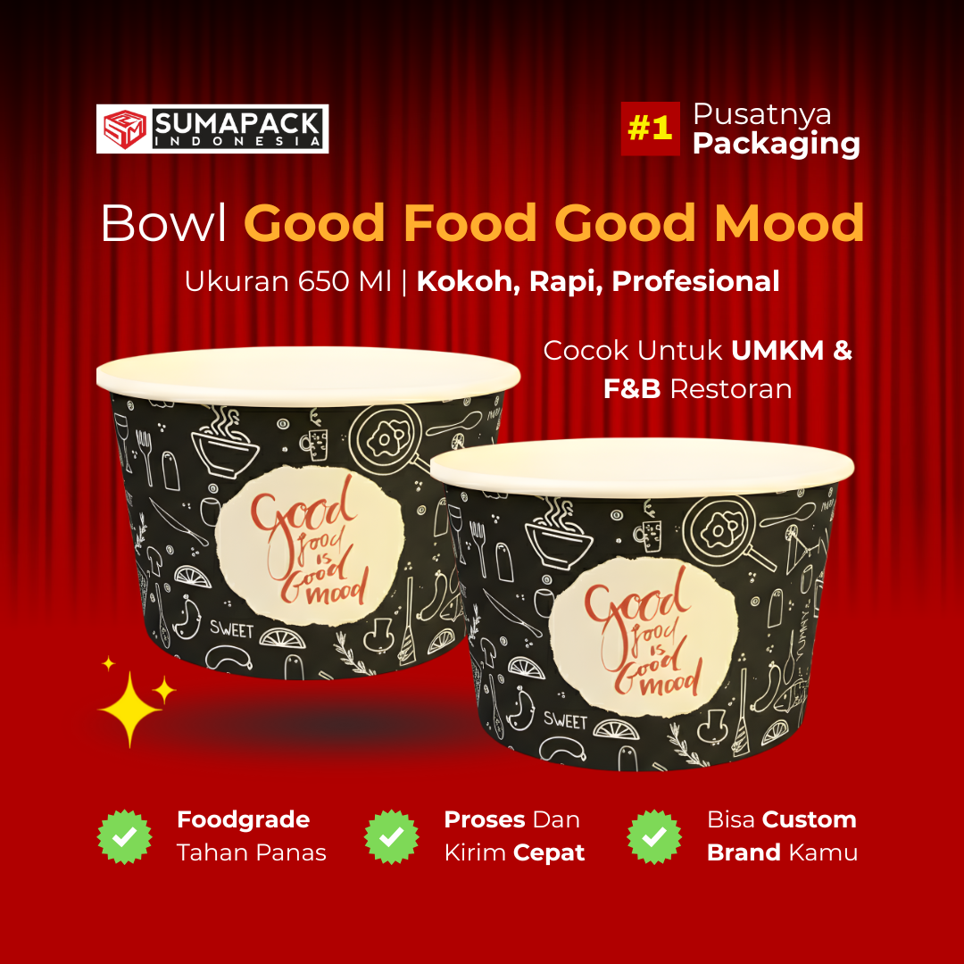 Paper Bowl Motif UMKM Ukuran 650 ml All Varian Min Order 50 Pcs Sumapack