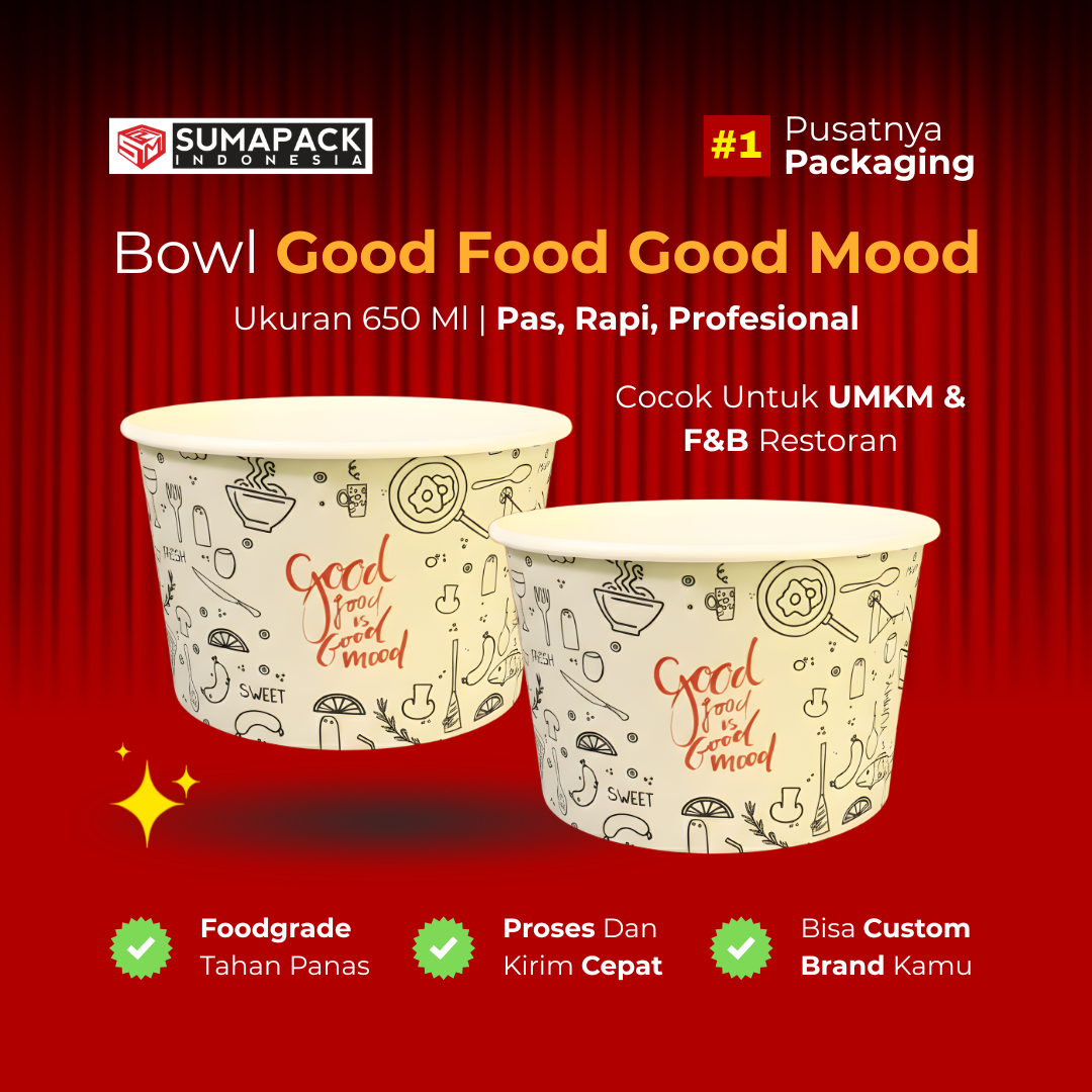 Paper Bowl Motif UMKM Ukuran 650 ml All Varian Min Order 50 Pcs Sumapack