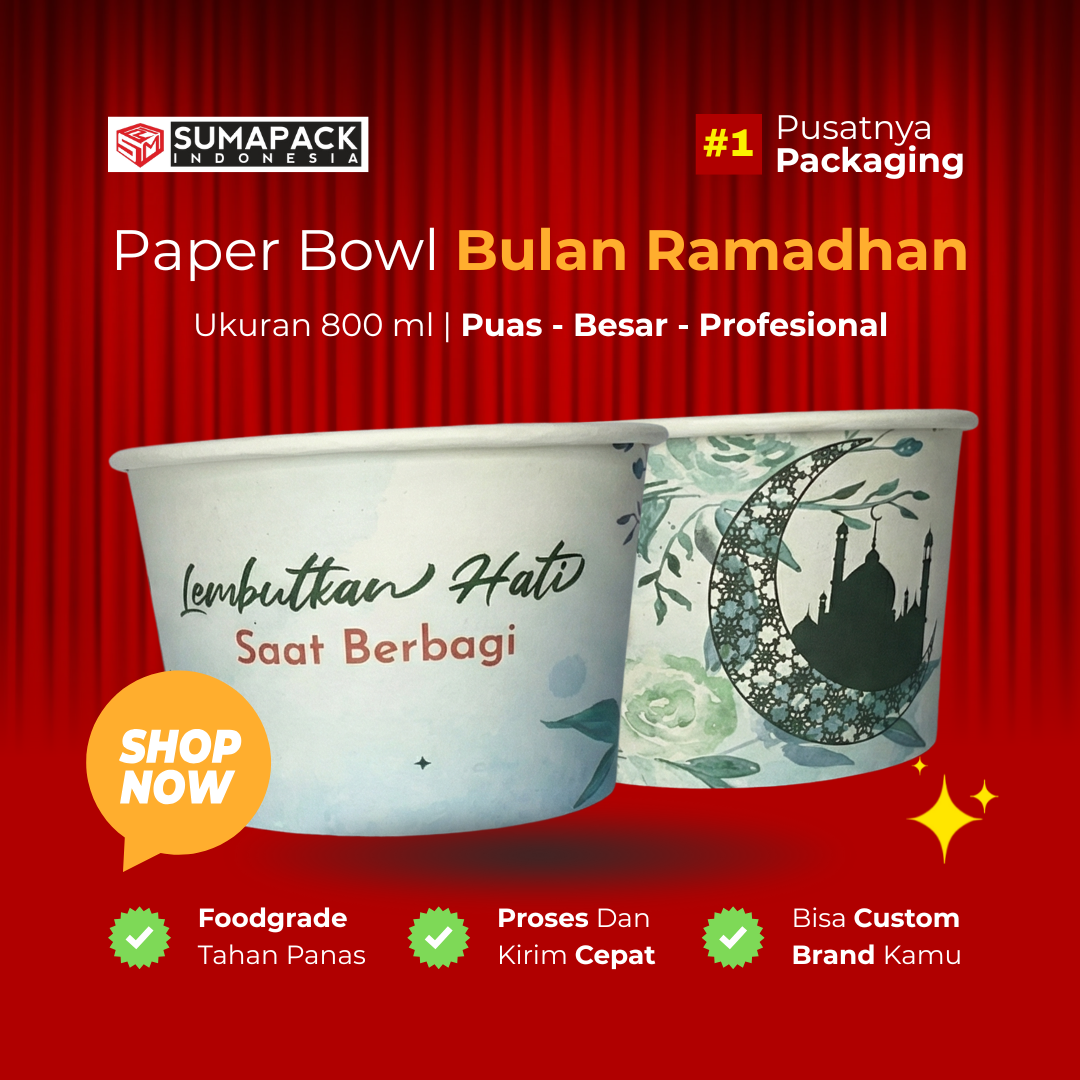 Paper Bowl Bowl 800ml Motif Bulan Satuan