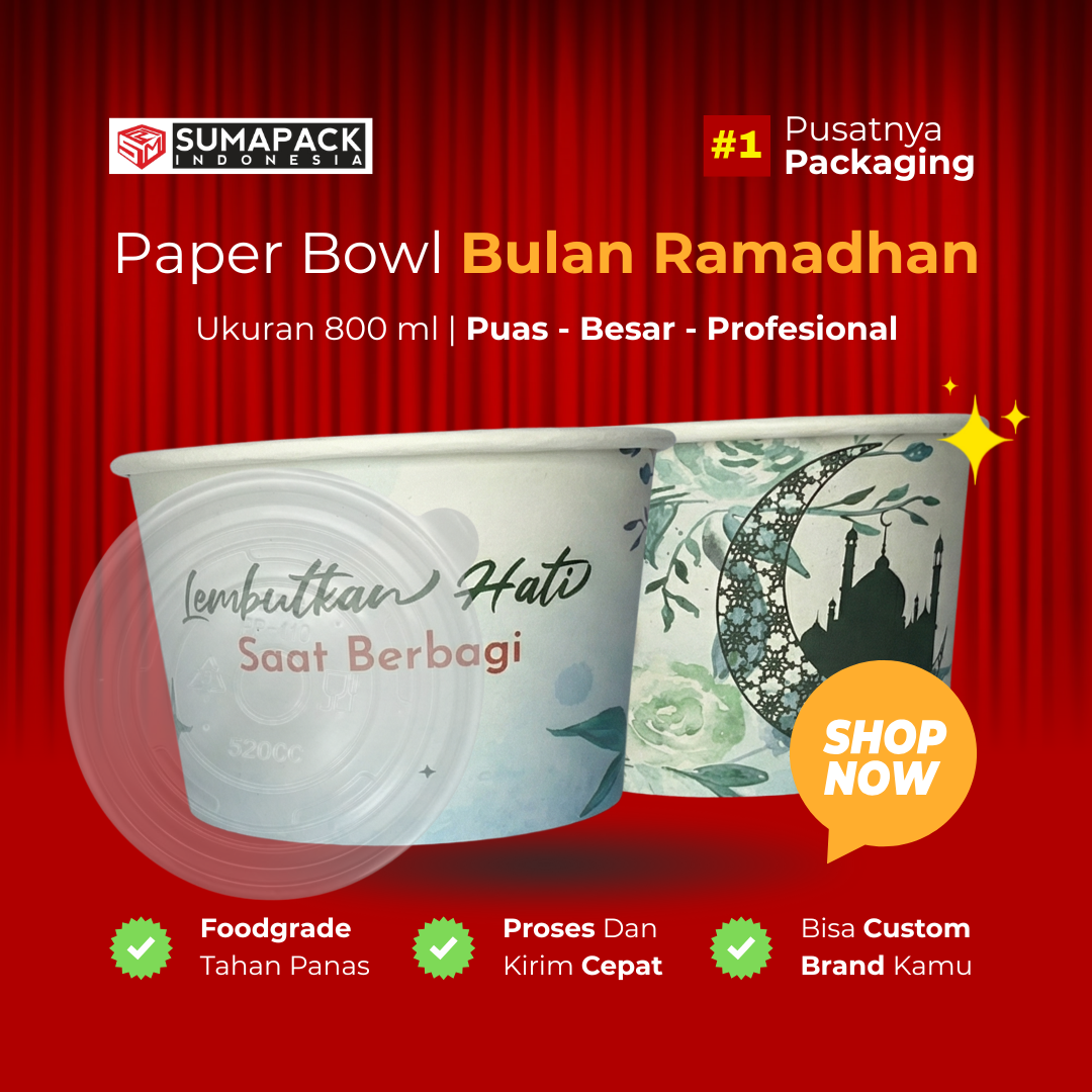 Paper Bowl Bowl 800ml Motif Bulan Satuan