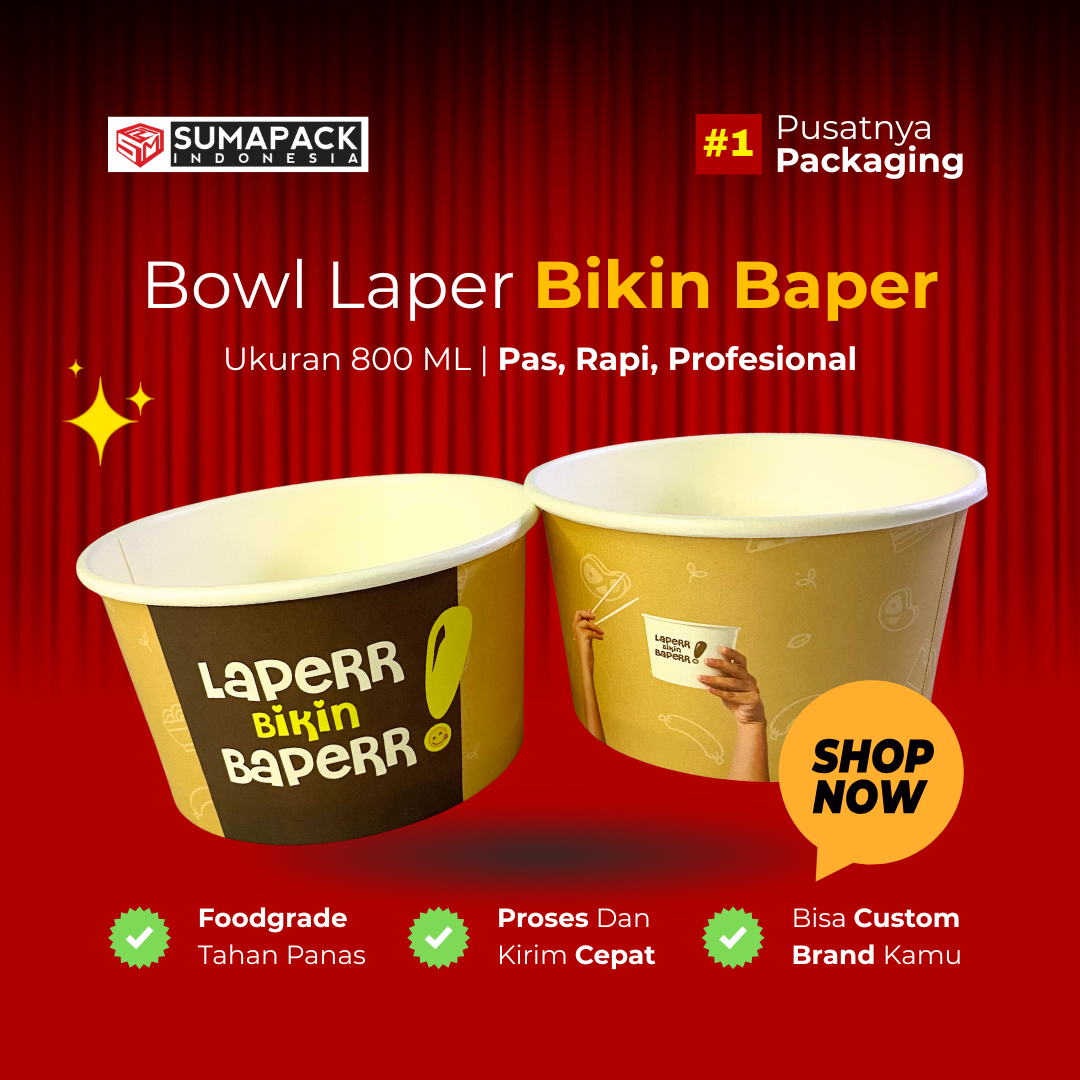 Paper Bowl Motif UMKM Ukuran 800 ml All Varian Min Order 50 Pcs Sumapack
