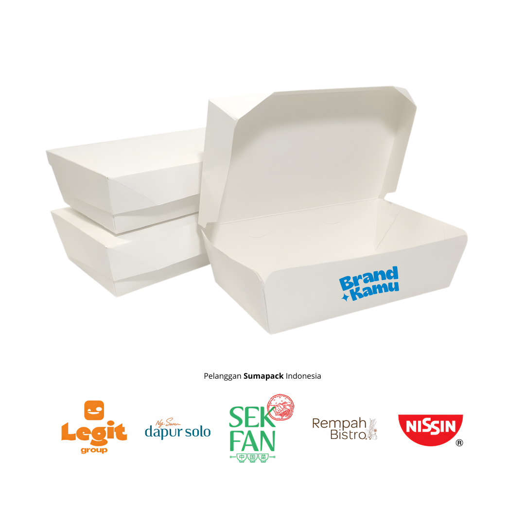 Harga Paper Lunch Box Extra Large XL Custom Ivory Food Grade Recycle UMKM F&B