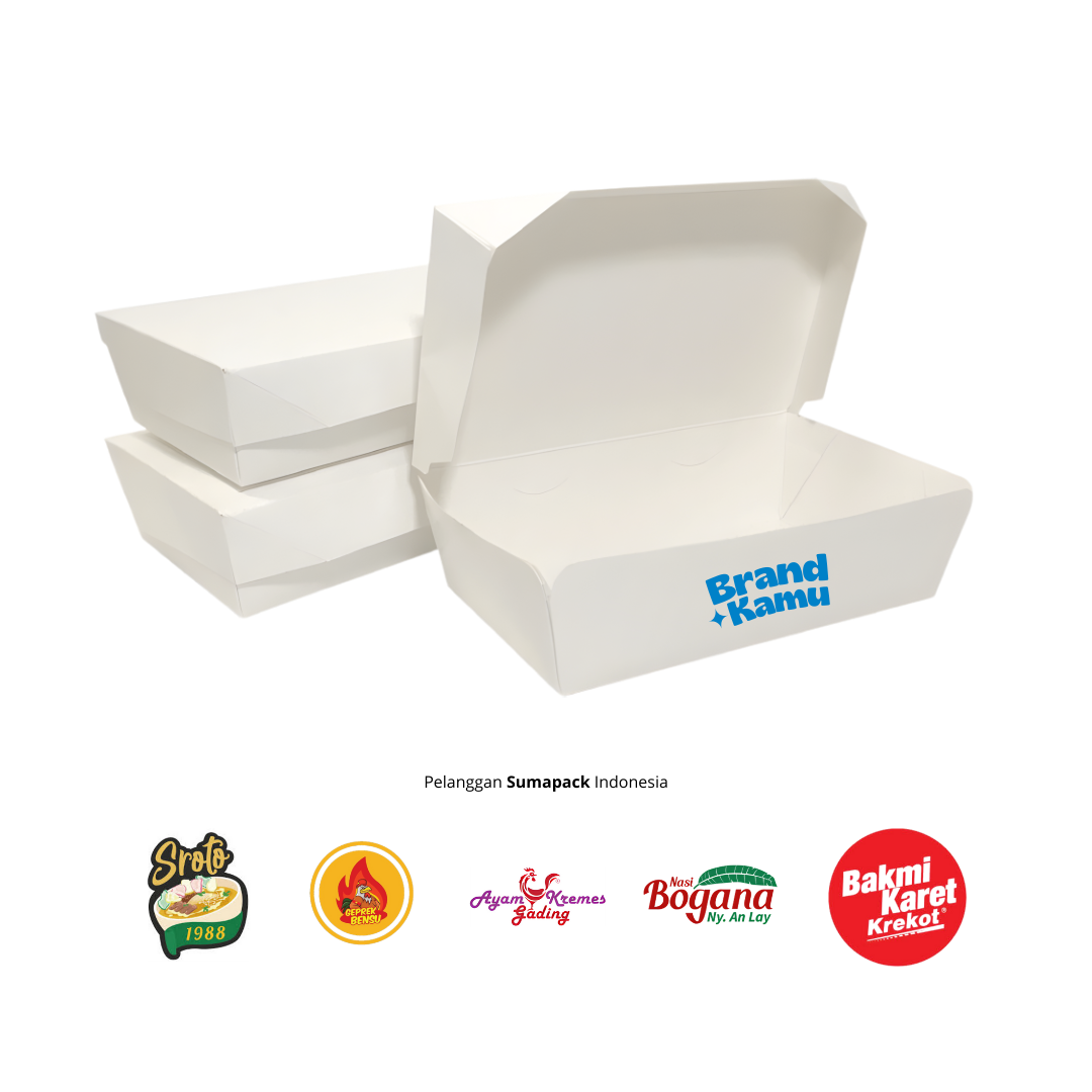 Jual Lunch Box Kertas Custom M Ivory Medium Food Grade Microwave