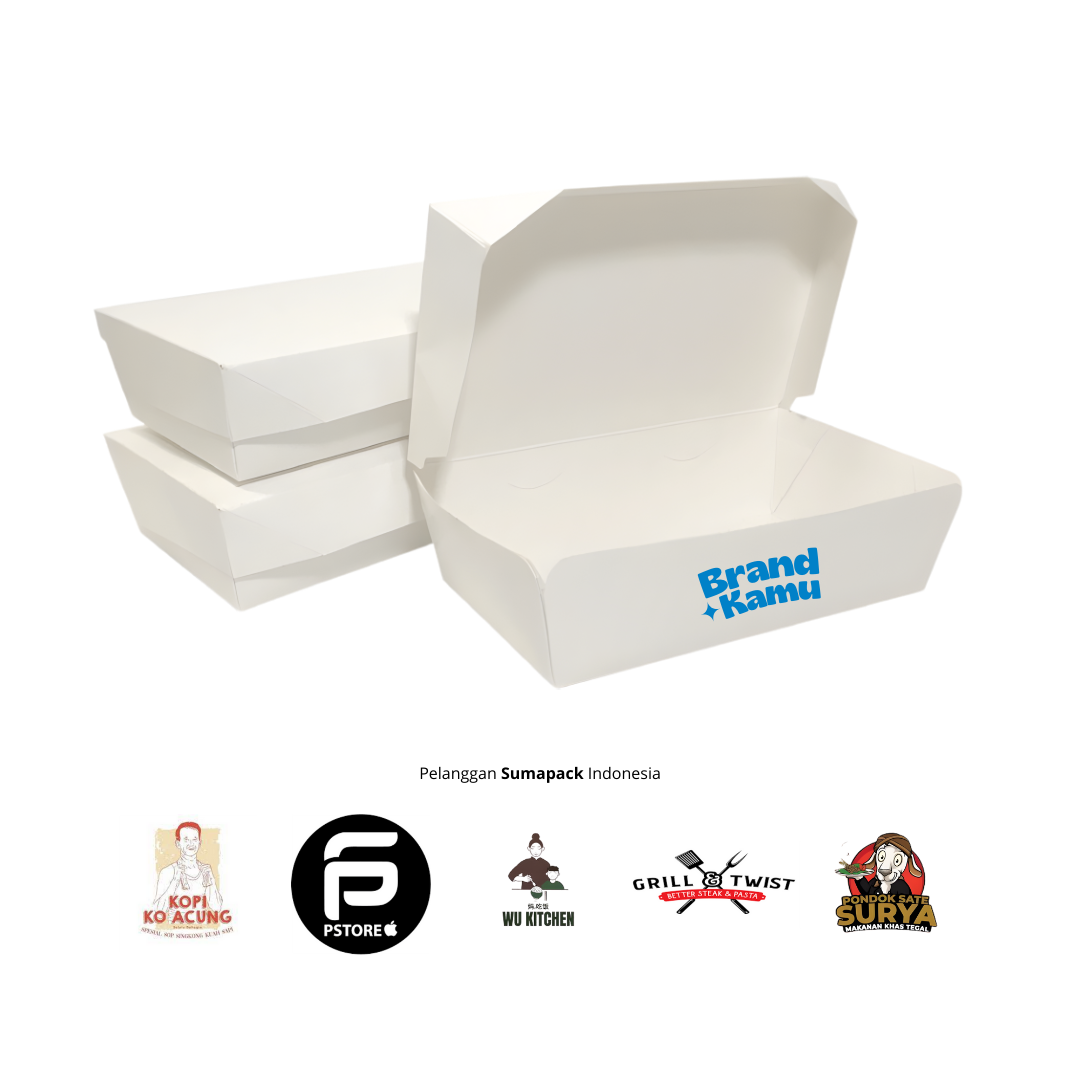 Jual Paper Lunch Box Custom Medium Ivory M Food Grade Microwave