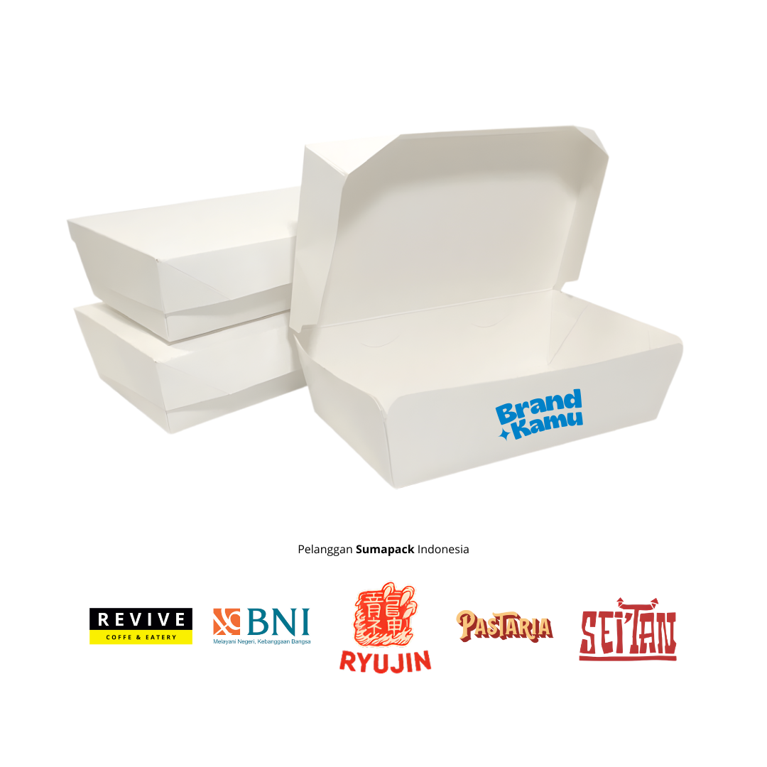 pesan Lunch Box Custom Double Extra Large XXL Ivory Microwave Safe Eco Friendly UMKM F&B