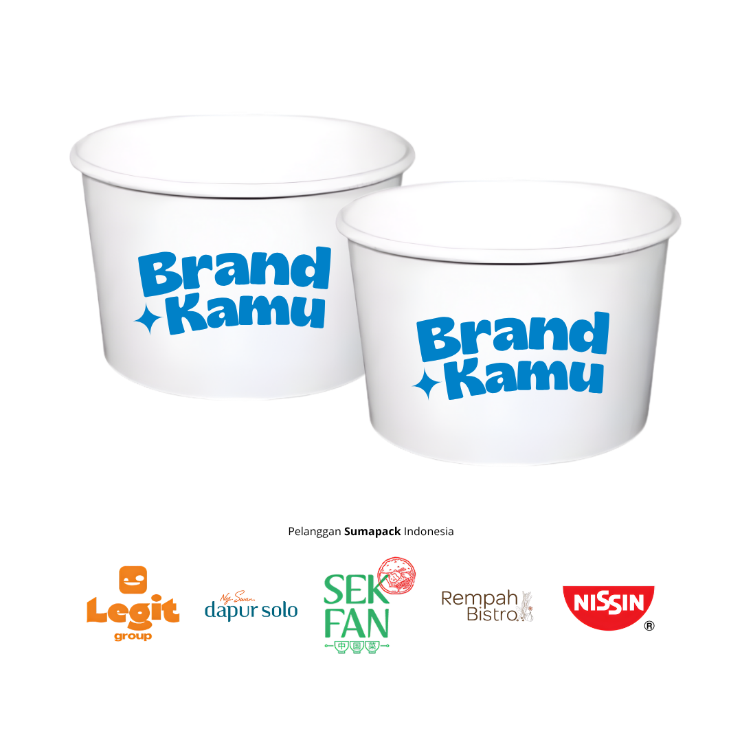 Kemasan Rice Bowl Kertas Tanpa Tutup – Cetak Desain Sesuai Brand