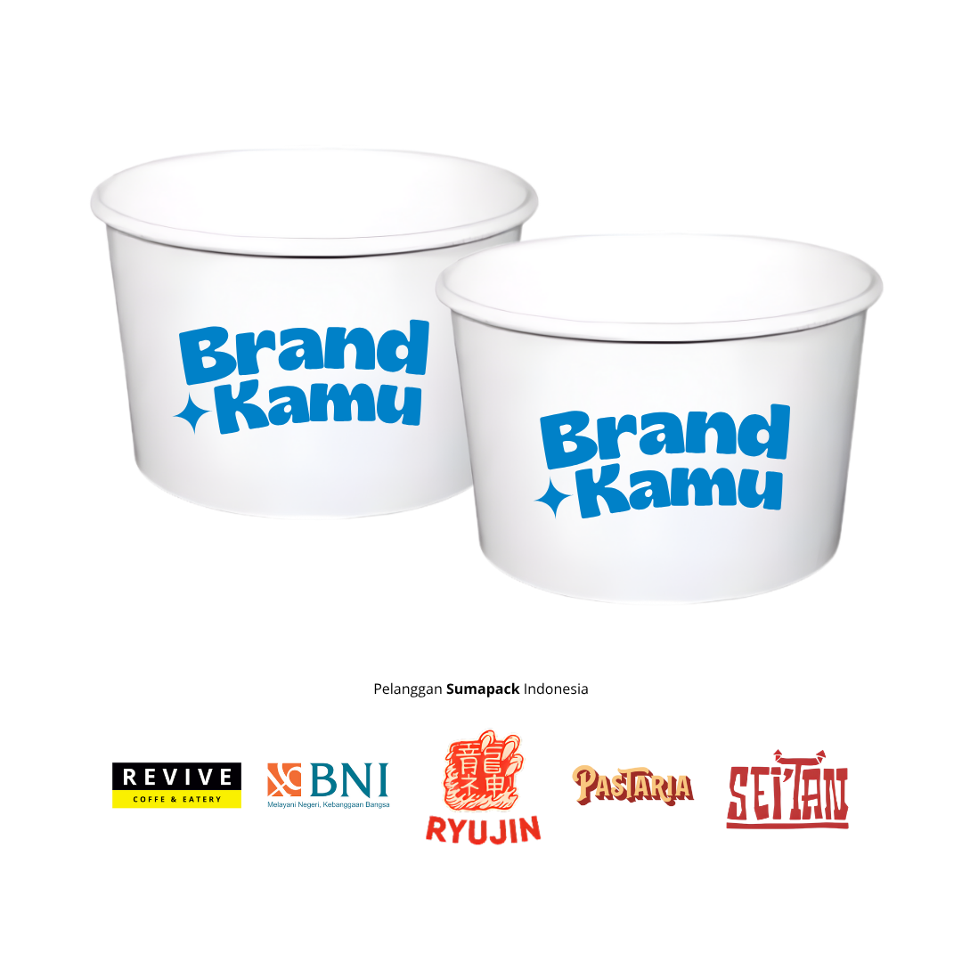 Paper Rice Bowl Custom Branding – Cocok untuk UMKM, Cafe, Catering Tanpa Tutup