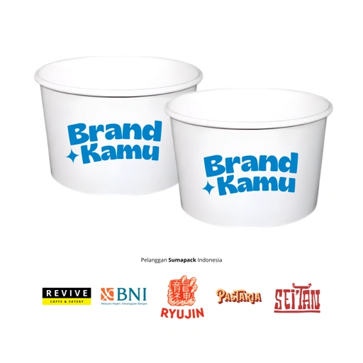 Image of Paper Rice Bowl Custom Branding – Cocok untuk UMKM, Cafe, Catering Tanpa Tutup