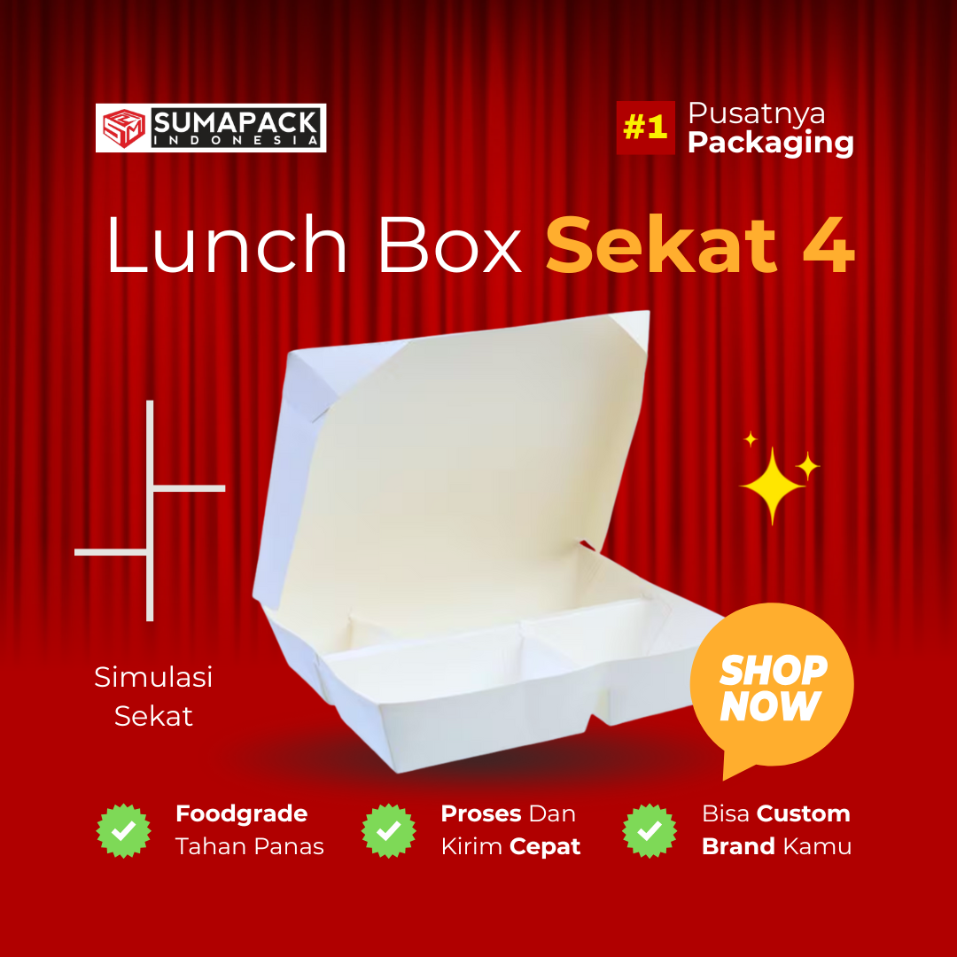 Lunch Box Sekat 5 dan 4 Ivory Food Grade Sumapack Satuan Min Order 50 Pcs