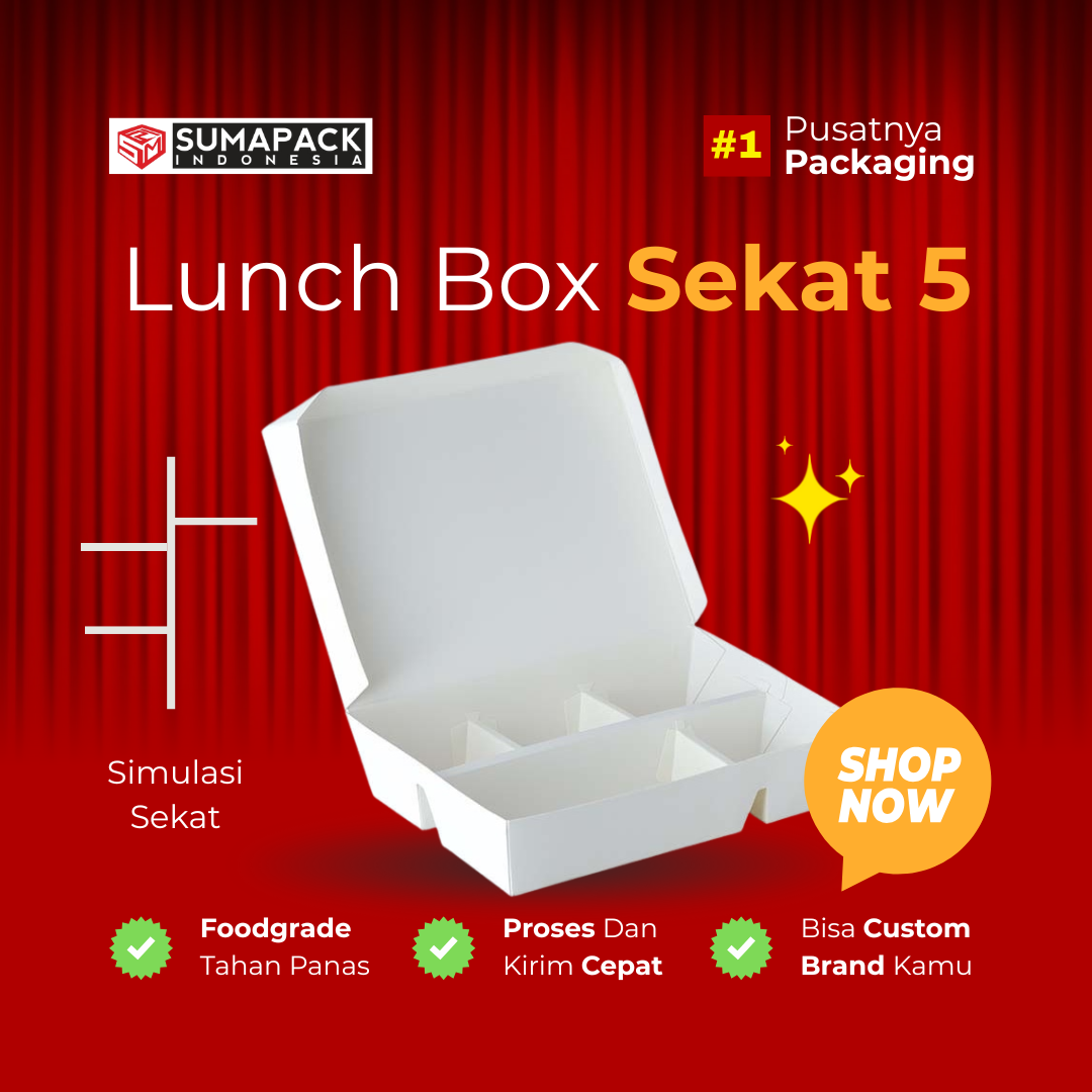 Lunch Box Sekat 5 dan 4 Ivory Food Grade Sumapack Satuan Min Order 50 Pcs