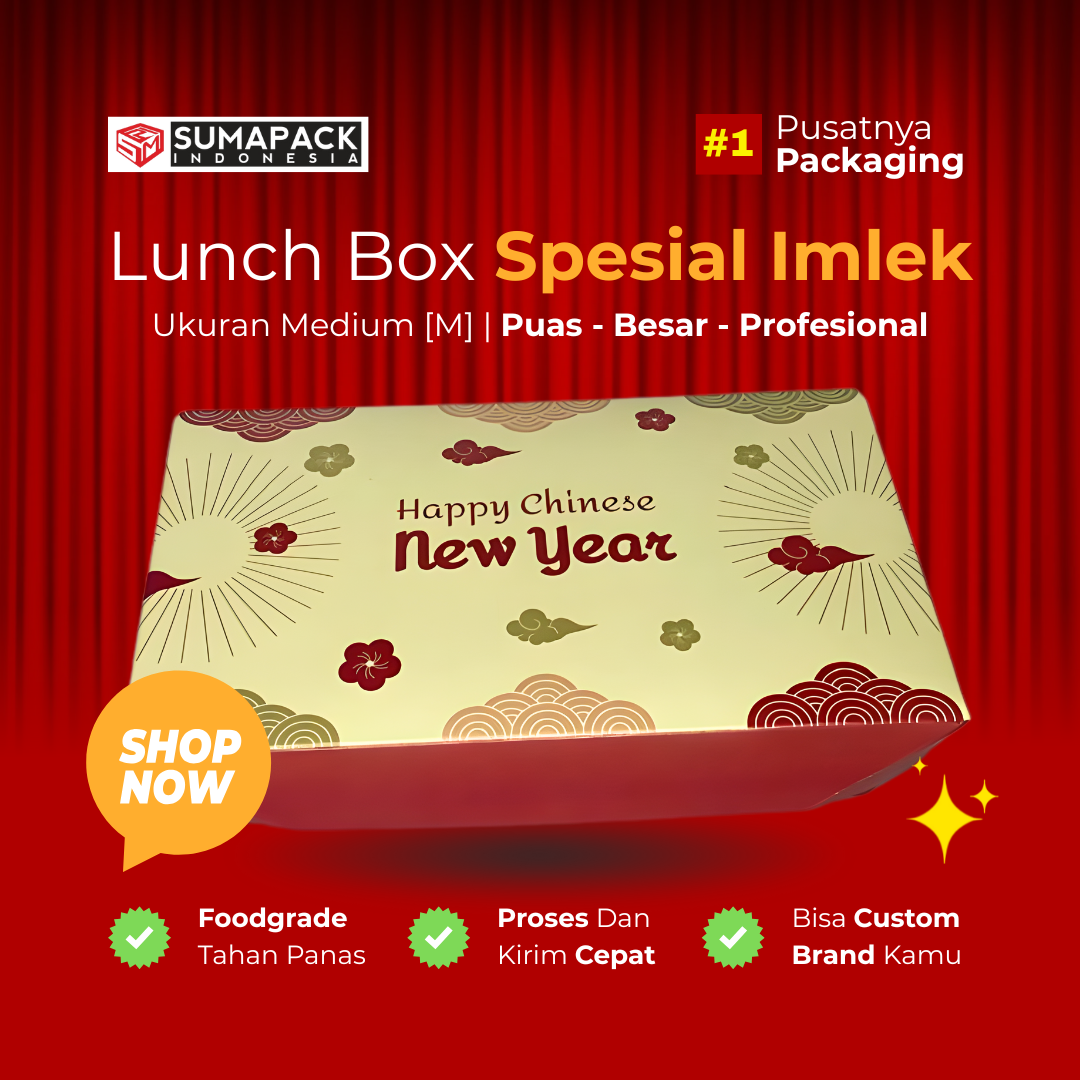 Lunch Box Motif LBM Chinese Krem Medium Satuan