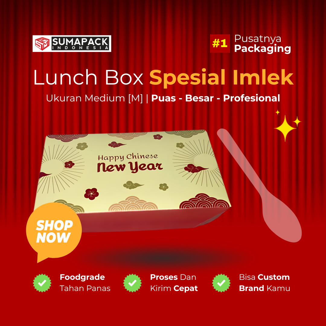 Lunch Box Motif LBM Chinese Krem Medium Satuan