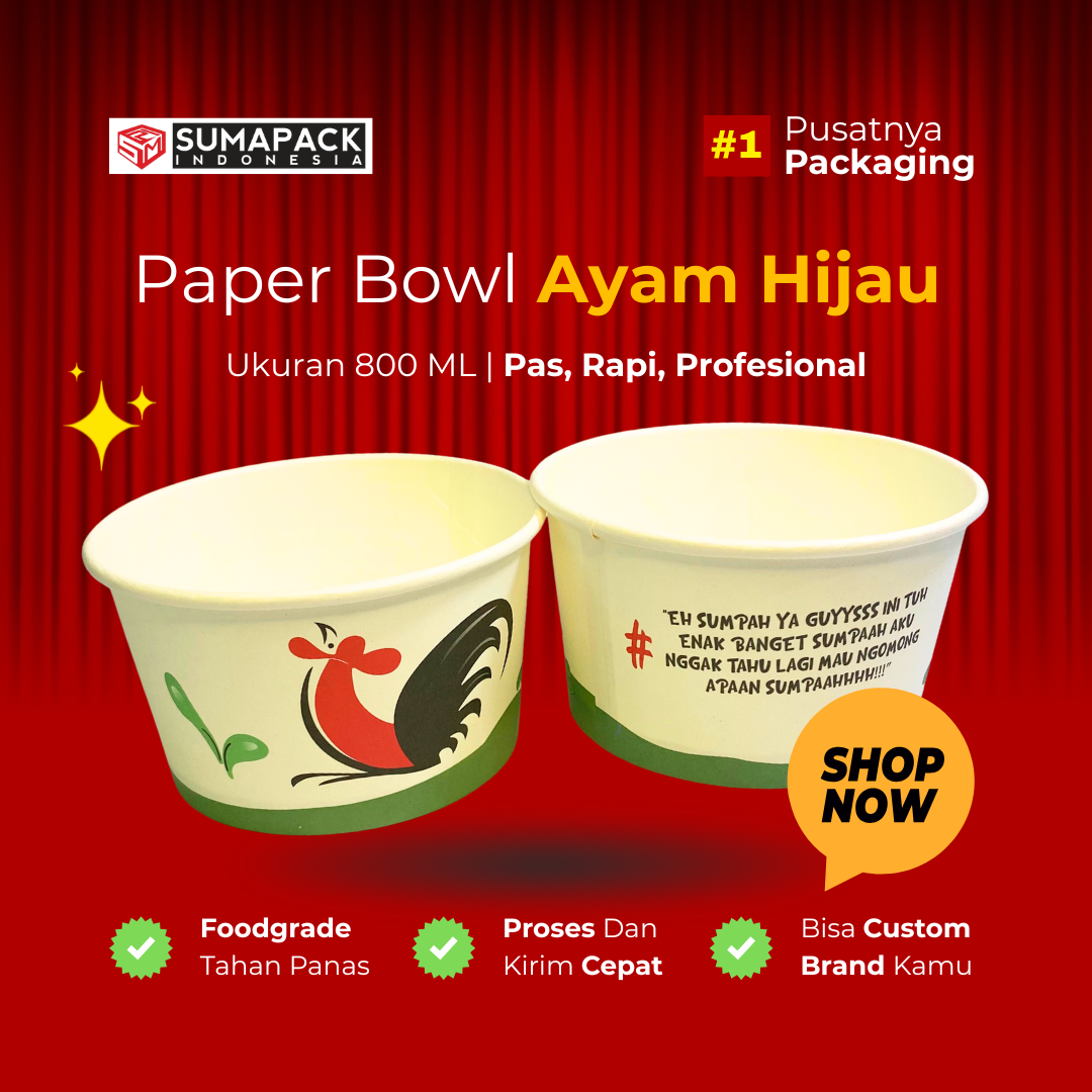 Paper Bowl Motif UMKM Ukuran 800 ml All Varian Min Order 50 Pcs Sumapack