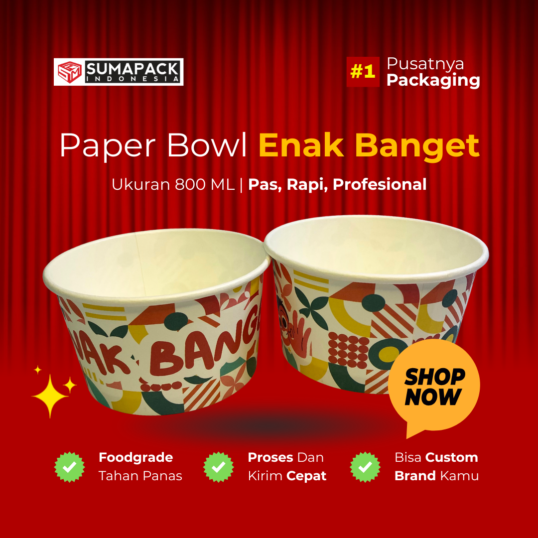 Paper Bowl Motif UMKM Ukuran 800 ml All Varian Min Order 50 Pcs Sumapack