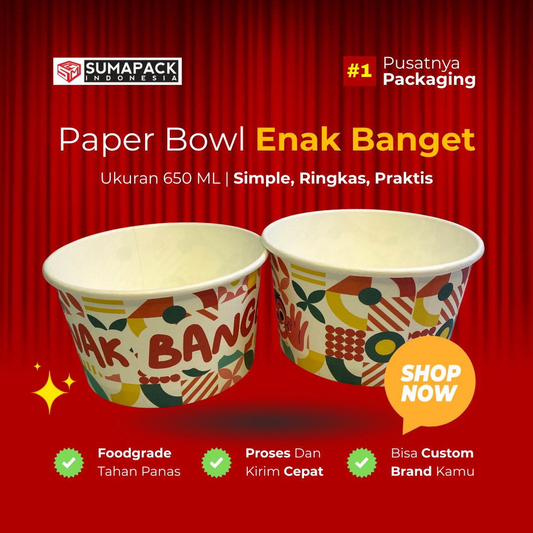 Paper Bowl Motif UMKM Ukuran 650 ml All Varian Min Order 50 Pcs Sumapack