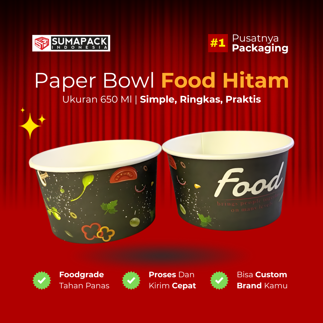 Paper Bowl Motif UMKM Ukuran 650 ml All Varian Min Order 50 Pcs Sumapack