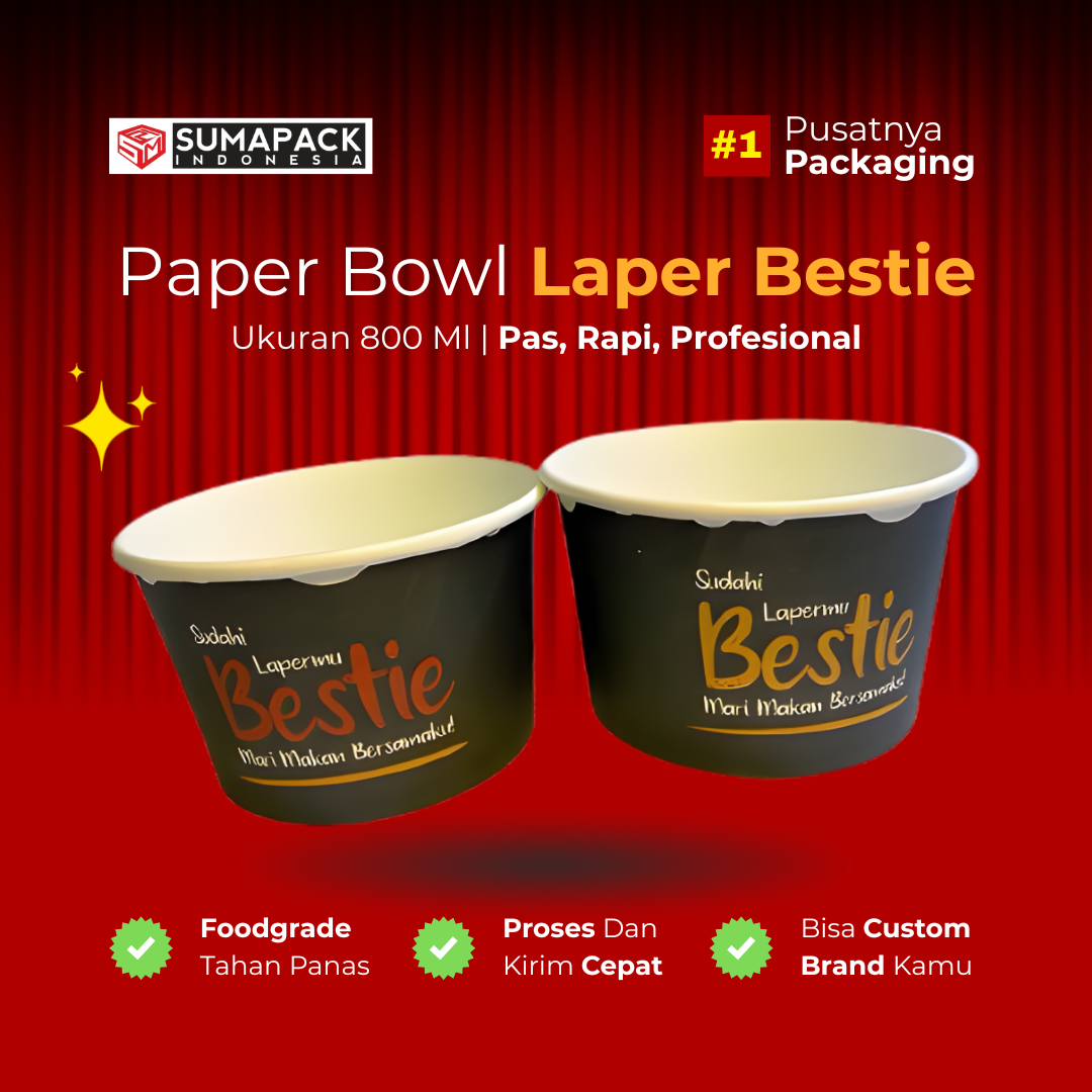 Paper Bowl Motif UMKM Ukuran 800 ml All Varian Min Order 50 Pcs Sumapack