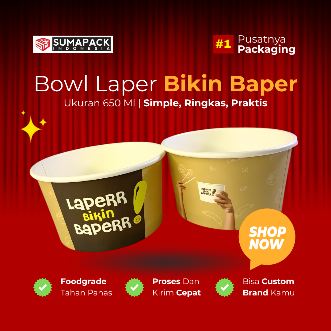 Paper Bowl Motif UMKM Ukuran 650 ml All Varian Min Order 50 Pcs Sumapack