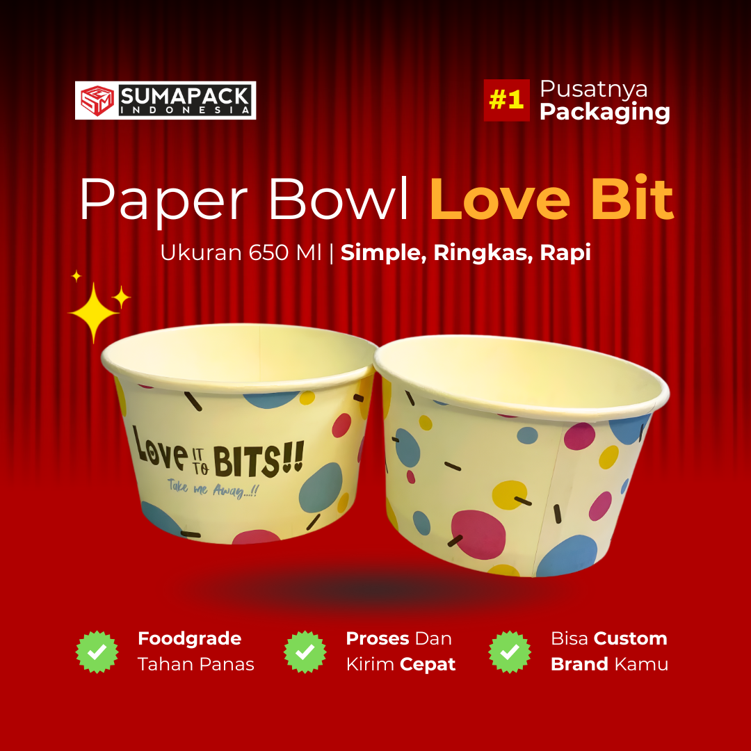 Paper Bowl Motif UMKM Ukuran 650 ml All Varian Min Order 50 Pcs Sumapack
