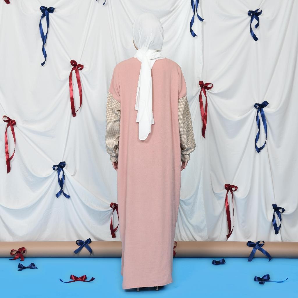 Zyeren Mix Square Dress - Gamis Big Size Busui - Dress Lengan Balloon - Gamis Sleting - Gamis Kekinian