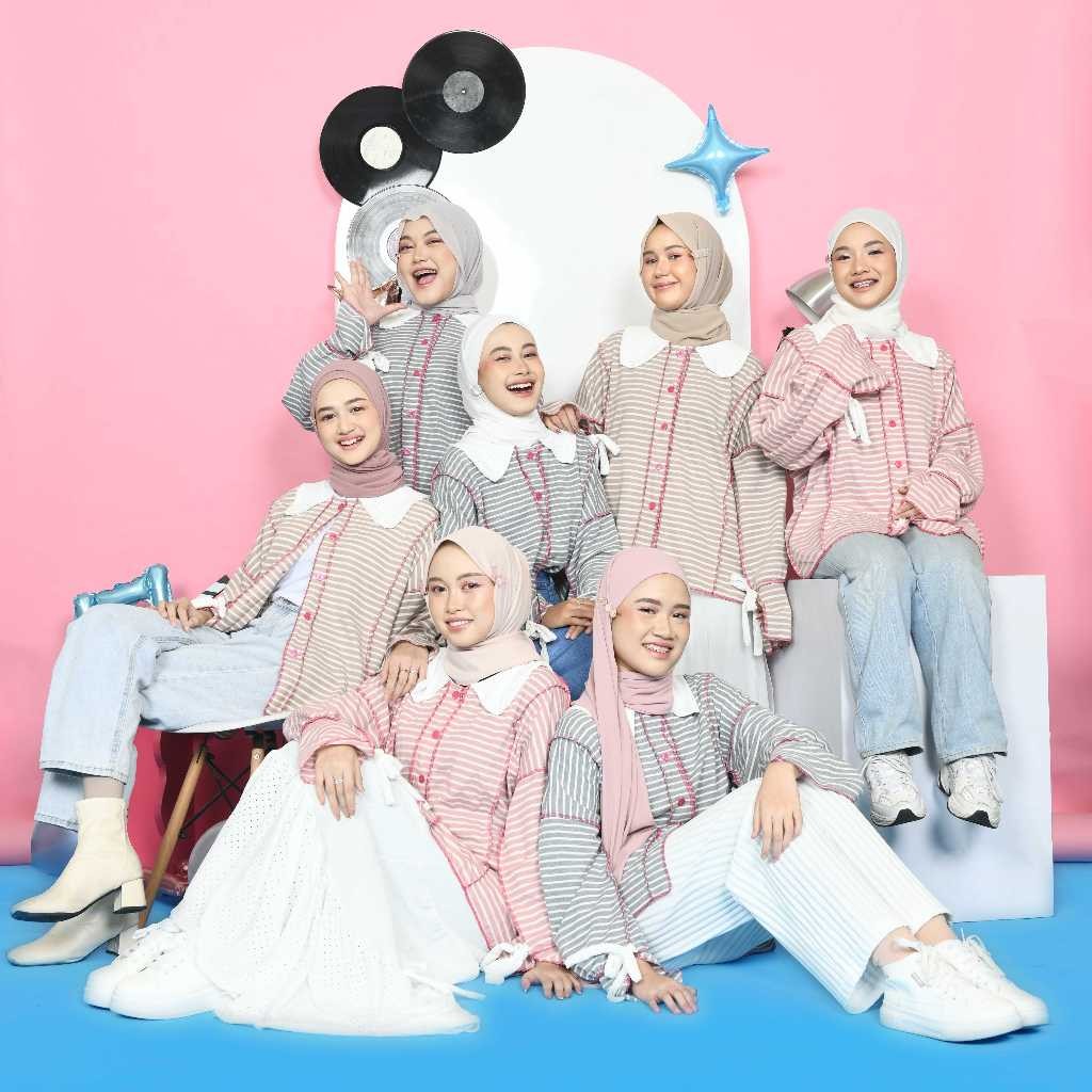 PAA Geulis Playfull Tops – Atasan Wanita Kekinian – Outer Kancing Lengan Panjang