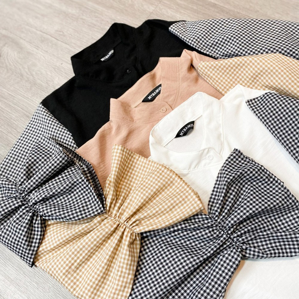 Deya Mix Square Shirt – Kemeja Wanita – Atasan Tangan Panjang